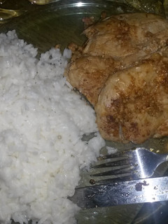 A picture of Sweet and spicy chicken and rice..