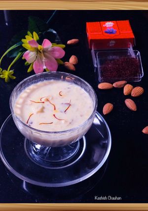 A picture of PANEER MAKHANA KHEER (LotusSeed and cheese dessert).