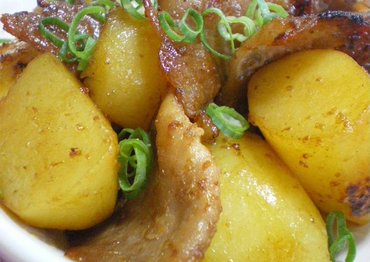 Recipe of Homemade Umami-Rich Potato and Pork Stir-Fry