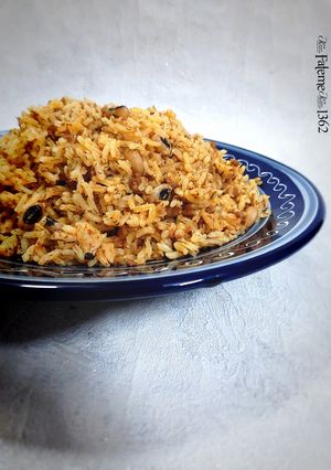 A picture of Persian Black-Eyed Pea Rice with Ground Beef (Lubia Cheshm Bolboli Polo).