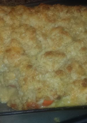 A picture of Cheddar bay chicken pot pie.