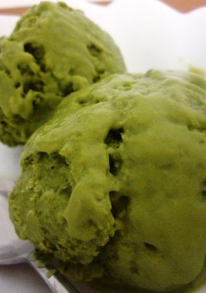 A picture of Rich Matcha Ice Cream using Milk and Whole Egg.