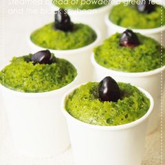 A picture of Black Beans and Matcha Steamed Petit Buns with Pancake Mix.