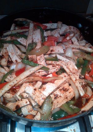 A picture of tofu fajitas! !!.