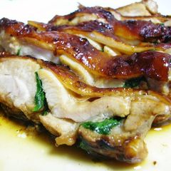 A picture of Shiso Sandwiched in Pan-Fried Chicken.