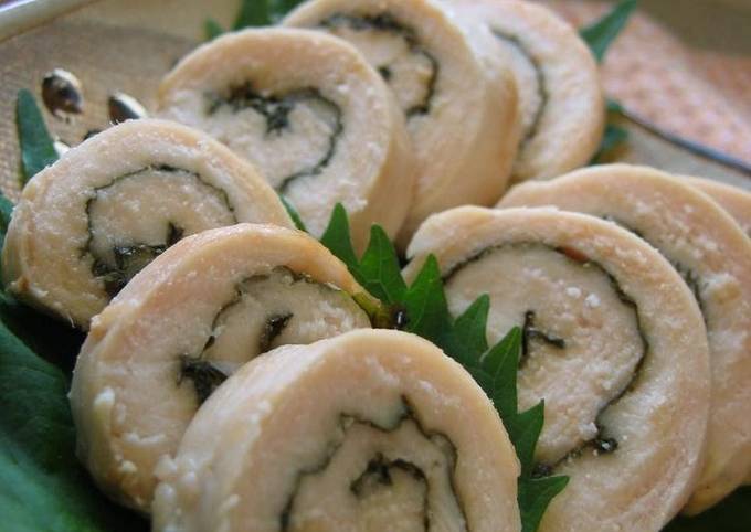 Chicken Tender Roll-Ups with Shiso Marinated in Garlic Soy Sauce