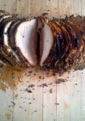 A picture of Garlic and basil Crusted Pork Roast.