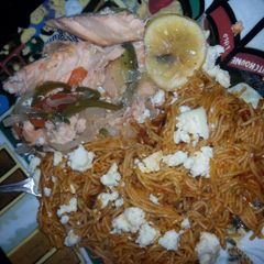 A picture of baked salmon.