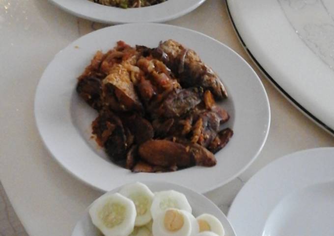 Seafood Fried Rice with baked plantain and creamy coleslaw