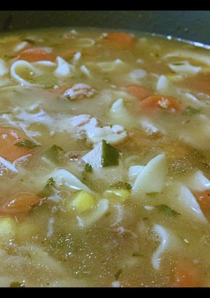 A picture of Beck's Homemade Creamy Chicken Noodle Soup.
