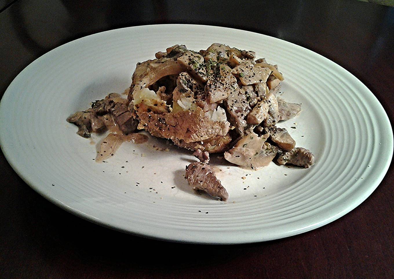 Beef Stroganoff Topped Baked Potatoes