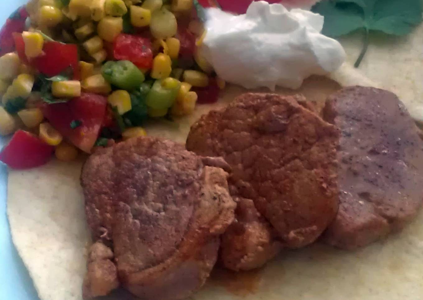 Vickys Mexican-Style Pork with Corn Salsa, GF DF EF SF NF