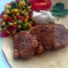 Vickys Mexican-Style Pork with Corn Salsa, GF DF EF SF NF A picture of Vickys Mexican-Style Pork with Corn Salsa, GF DF EF SF NF.