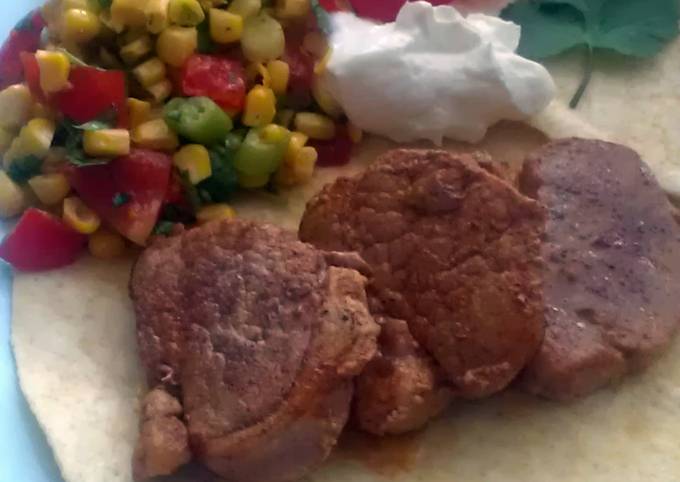 Vickys Mexican-Style Pork with Corn Salsa, GF DF EF SF NF
