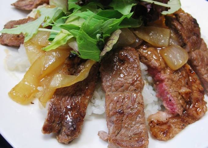 Cafe Style Steak Rice Bowl With Seriously Delicious Butter-Soy Sauce