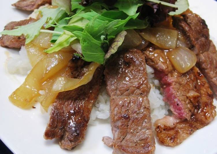 Easiest Way to Prepare Any-night-of-the-week Cafe Style Steak Rice Bowl With Seriously Delicious Butter-Soy Sauce