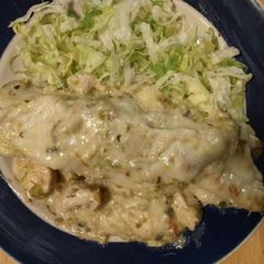 A picture of Chicken Enchiladas (white sauce).