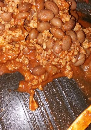 Hagymásbab darált husival recept fotója