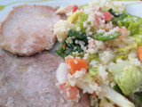Ensalada de couscous y filete de cerdo a la plancha