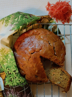 A picture of Eggless carrot and walnut cake.