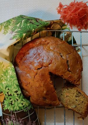 A picture of Eggless carrot and walnut cake.