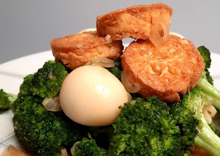 Resep Brokoli tumis telur puyuh dan tofu, Enak