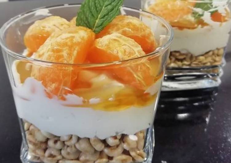 Yogur con mascarpone, mandarina y sirope de agave