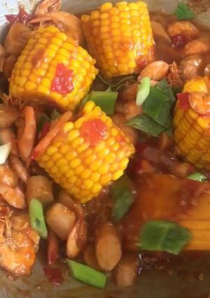 Foto resep Udang saus padang + jagung