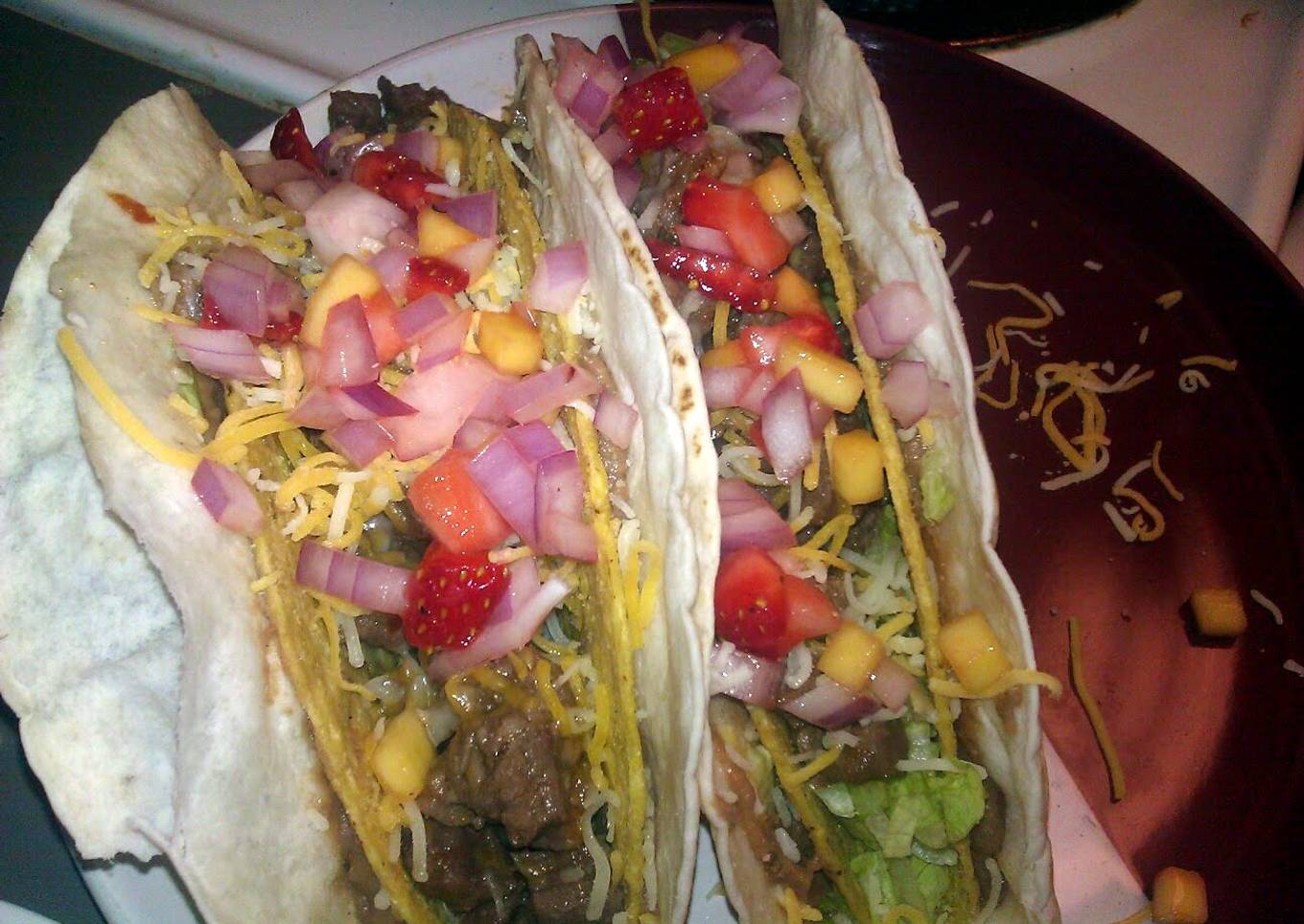 strawberry mango steak tacos
