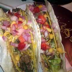 strawberry mango steak tacos A picture of strawberry mango steak tacos.