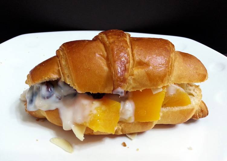 Steps to Prepare Any-night-of-the-week Peach Parfait On Croissant Breakfast