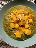 Crema di broccoli e polenta alle alici (con briciole saporite e peperoncino/paprika)