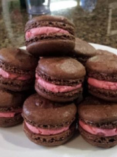A picture of French Chocolate Macarons.