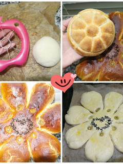 صورة لوصفة خبزة الوردة 🌸 و خبز آخر بشكل جديد