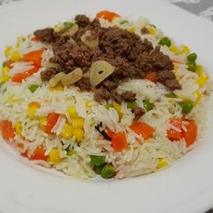 A picture of Simple rice meat and vegetable recipe #cookbook.