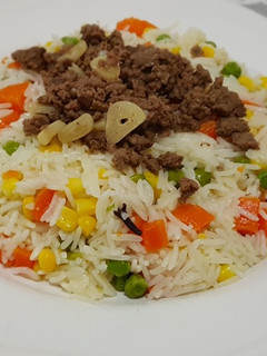 A picture of Simple rice meat and vegetable recipe #cookbook.