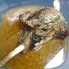 A picture of Salt crusted leg of lamb.