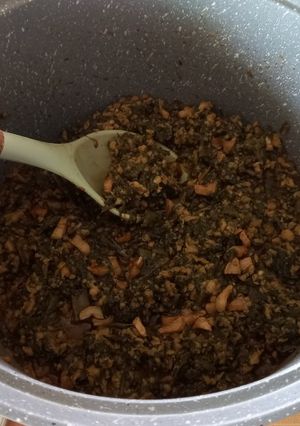 A picture of Palak Chicken Qeema /Chicken mince & Spinach without Red chillies.