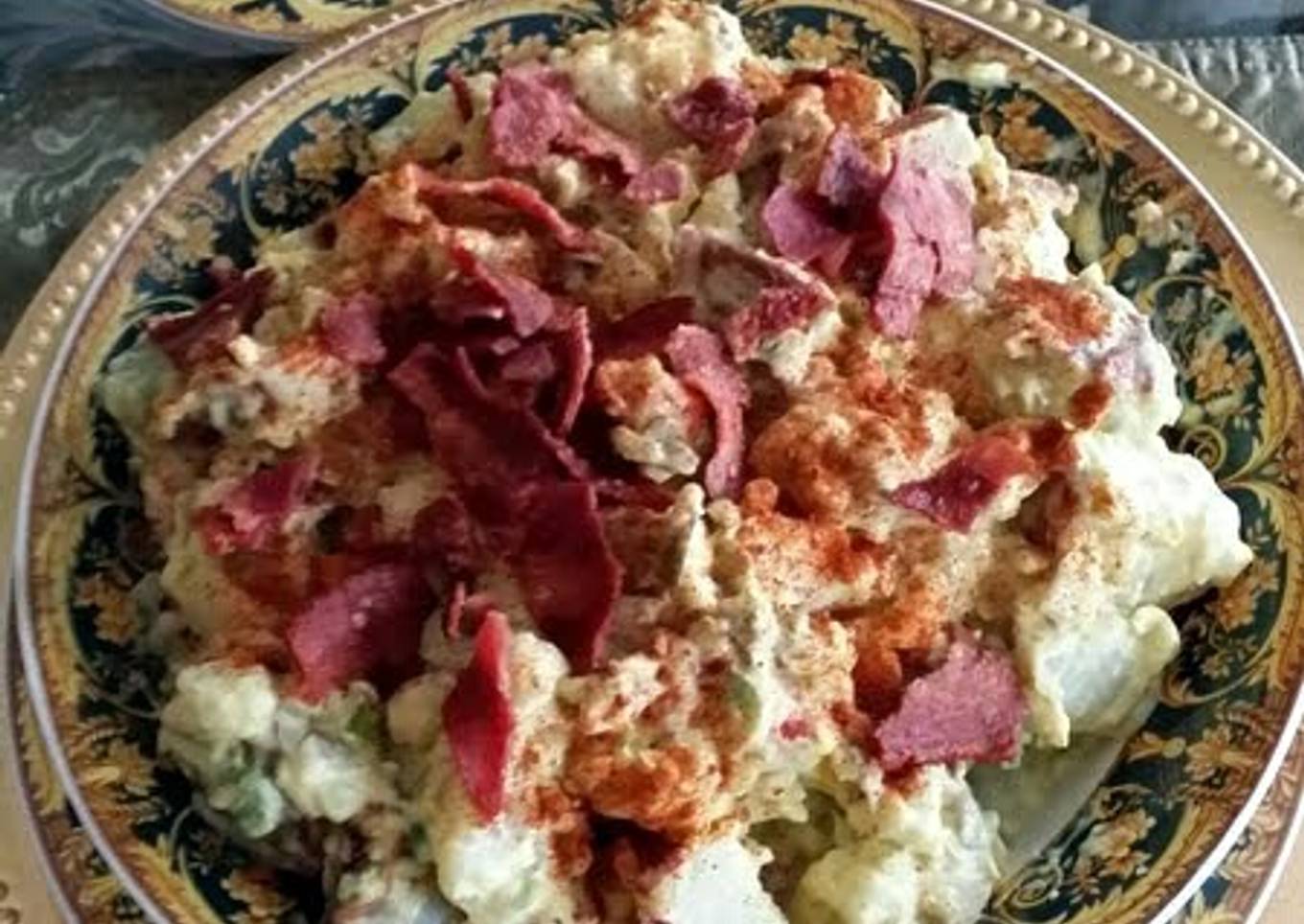 Potato salad with bomb holes
