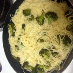 A picture of Angel Hair With Brocolli And Goat Cheese.
