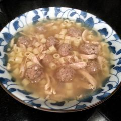 Gourmet Italian Chicken Pasta Meatball Soup A picture of Gourmet Italian Chicken Pasta Meatball Soup.