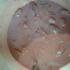 A picture of Pecans,Grape jam, and goat cheese base.