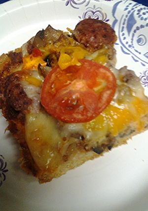 A picture of Cornbread pizza.
