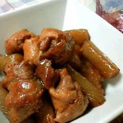 A picture of Teriyaki-style Fu (Wheat Gluten) and Pork Rolls with Konnyaku.