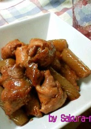 A picture of Teriyaki-style Fu (Wheat Gluten) and Pork Rolls with Konnyaku.
