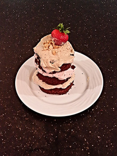 A picture of Peanut Butter and Jelly Whipped Cream Mini Layer Cakes.