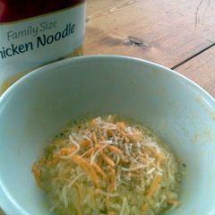 A picture of Campbell's Chicken and Rice - with CHEESE.