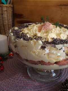 Una foto de Postre navideño de mascarpone con oporto rubí