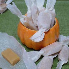 A picture of Creamy Caramel Candy in the Microwave.