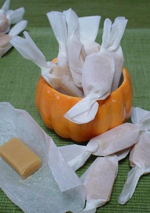 A picture of Creamy Caramel Candy in the Microwave.